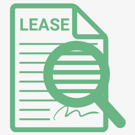 Lease document with magnifying glass