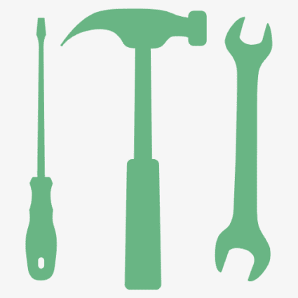 Screwdriver, hammer, and wrench silhouettes